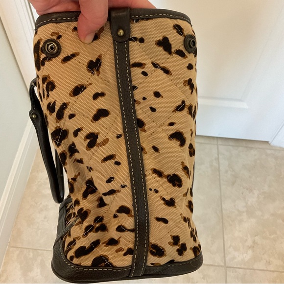 J. Crew Tote leopard print quilted canvas with leather tassel accents - Picture 14 of 16